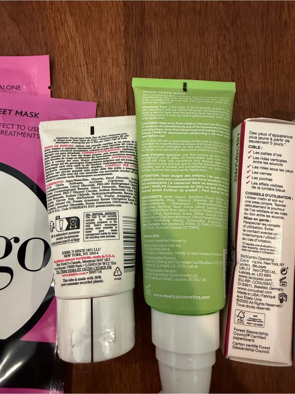 Fango masksx5, Maeleys go flawless,StriVectin eye cream,Neostrata, Kiel’s